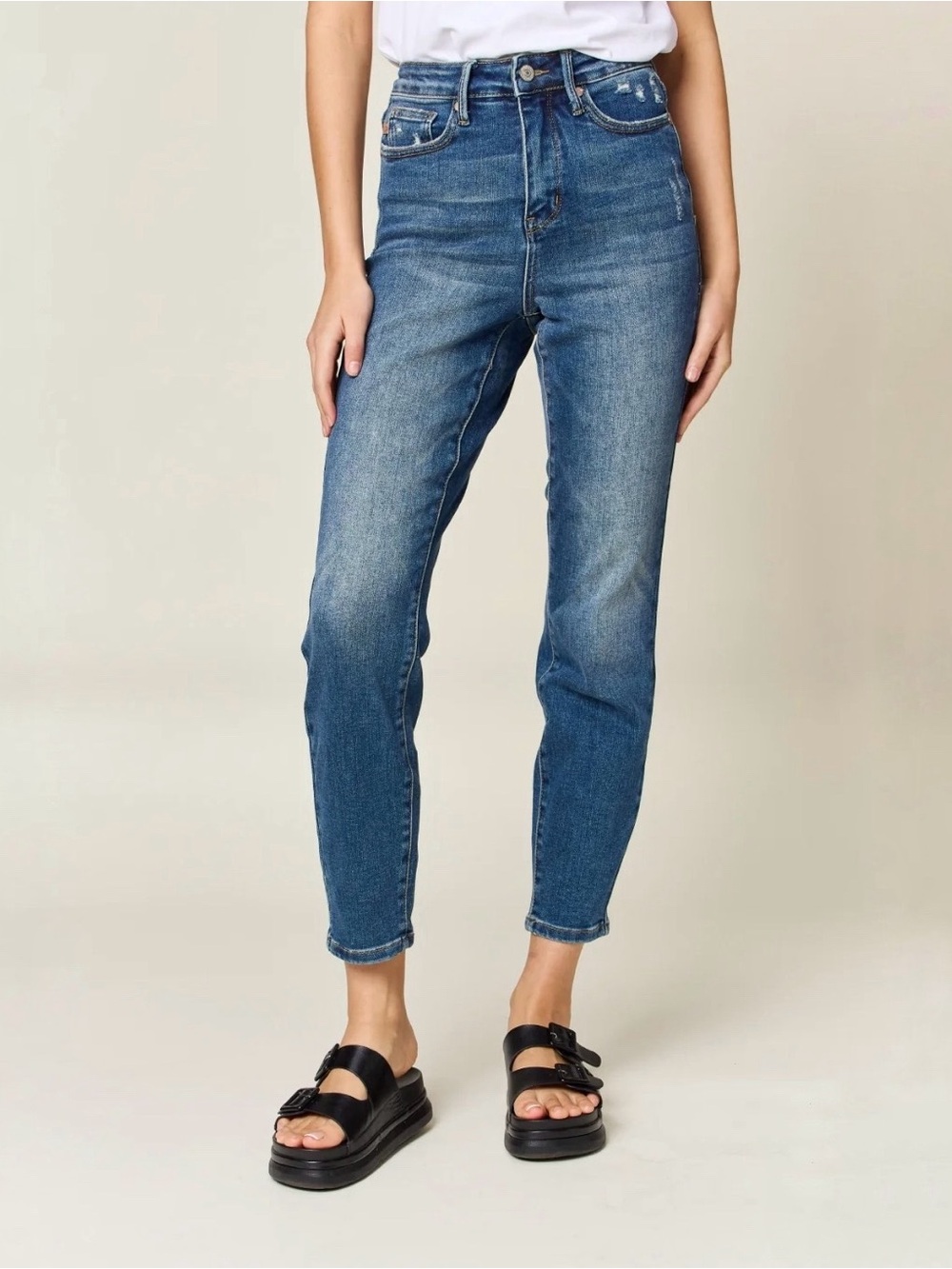 Judy Blue Tummy Control High Waist Slim Fit Blue Jeans Stretchy Ankle Sz 14W